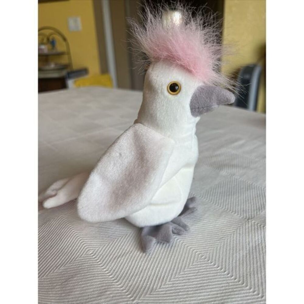 Ty Kuku Cockatoo Beanie Baby Retired Stuffed Animal Plush Toy 1998